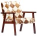 Armchair genuine goat leather white and brown