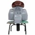 Bar stool scooter real leather and solid recycled wood gray