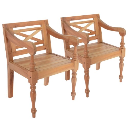 Batavia chairs 2 pcs solid mahogany light brown