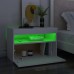 Bedside Cabinet & LED Lights White 24"x14"x16" Chipboard