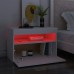 Bedside Cabinet & LED Lights White 24"x14"x16" Chipboard