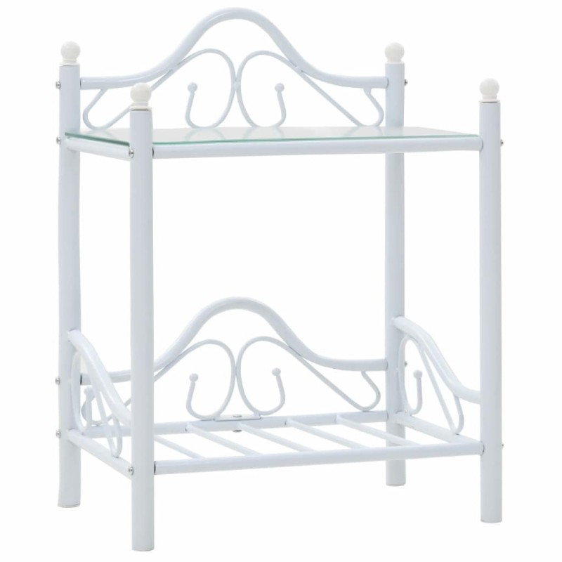 Bedside tables 45x30.5x60 cm steel and tempered glass white