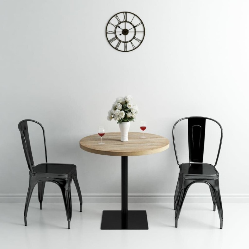 Bistro table round 80x75 cm MDF and steel oak color