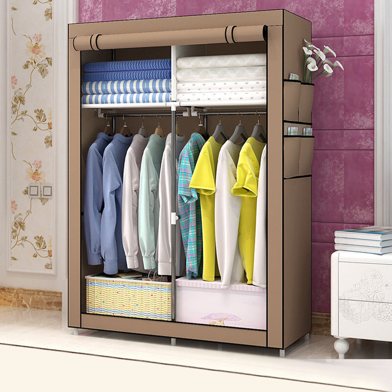 Foldable Mobile Textile Wardrobe Fabric Cupboard Folding Cupboard Wardrobe for Home Bedroom