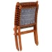 Folding chair crossed stripes real leather brown