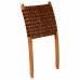 Folding chair crossed stripes real leather brown