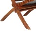 Folding chair crossed stripes real leather brown