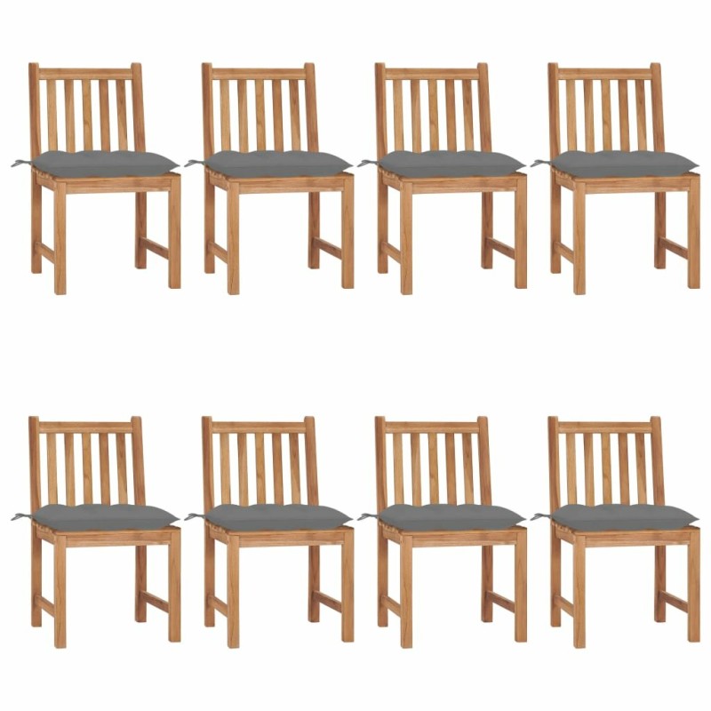 Garden chairs 8 pcs with cushions solid teak wood