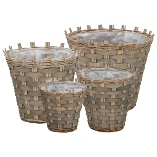 Planters raised 4 pcs wicker with PE liner