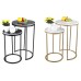 Real Marble Coffee Table set of 2 Round Side End Table Metal Base