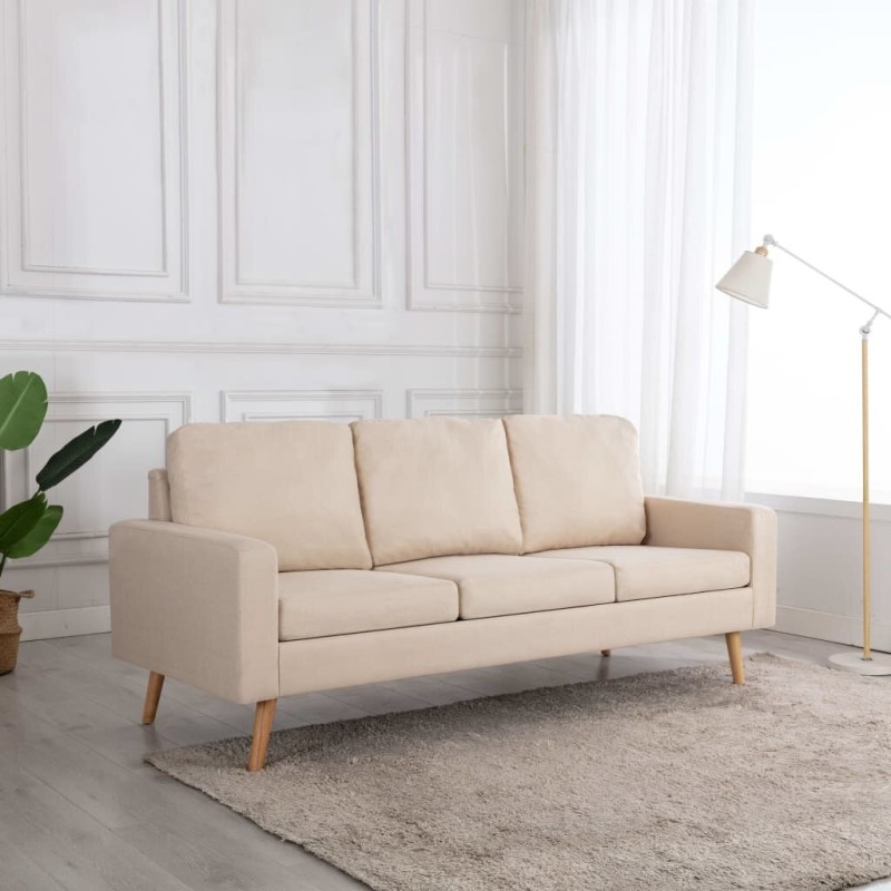 Three-seater sofa fabric cream