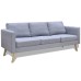 Three-seater sofa fabric light gray