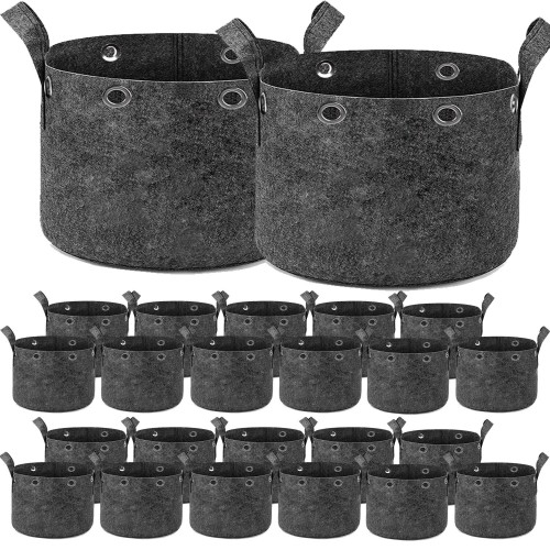 5-Pack 5 Gallon Grow Bags Heav Duty Thickened Nonwoven Plant Fabric Pots With Handals