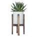 Garden Patio Planter Flower Square Round Wooden Stand Cement Pot Decor Outdoor