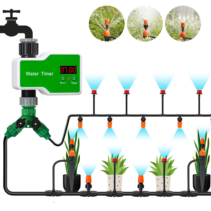 Smart Controller Automatic Timer Watering Device + 10m 10 Sets Ground Plug Dual-use Set