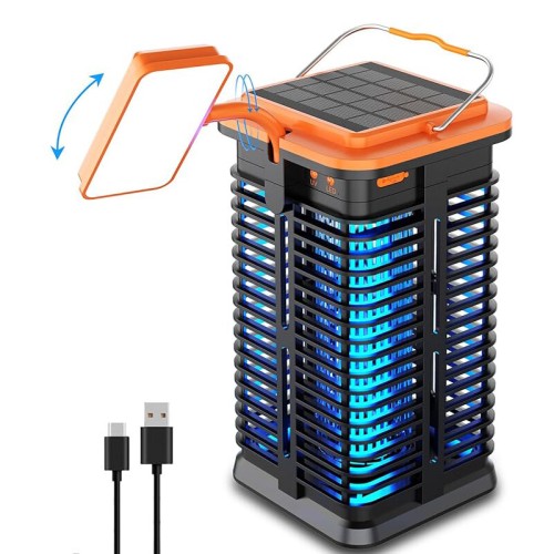 Solar Bug Zapper with LED Light 4000mAh Rechargeable Battery Cordless Electric Mosquito Zapper for Outdoor and Indoor