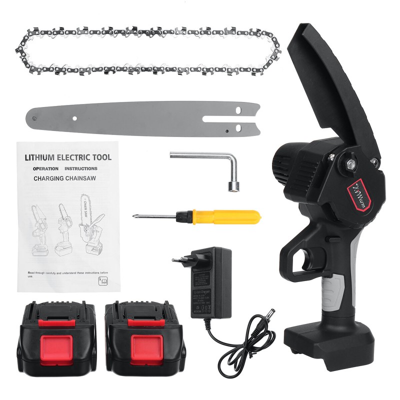 Kiwarm 288VF 8 Inch Portable Electric Saw Pruning Chain Saw Rechargeable Woodworking Power Tools Wood Cutter W/ 1/2 Battery EU/US/AU Plug
