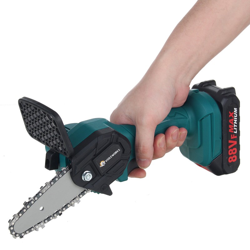 VIOLEWORKS 88V Cordless Electric Saw 4inch One-hand Chain Saws Woodworking Cutting Tool W/ 1 or 2pcs Battery Tree Pruning Shears US Plug