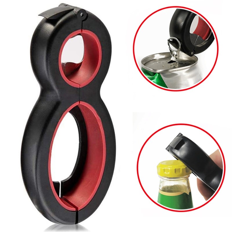 6 In 1 Multifunction Safety Opener Bottle Opener All In One Jar Gripper Lid Twist Off Jar Vino Opener Claw