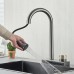 AGSIVO Waterfall Kitchen Sink Faucet with 3 Modes Pull Down Sprayer 360 Degree Rotation Single Hole Single Handle 304 Stainless Steel