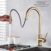 Brushed Gold Pull Out Touch Sensor Kitchen Faucet 360 Rotation Smart Kitchen Faucet Sensor Tap Faucet Single Handle Mixer Tap