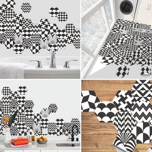 Hexagonal Floor Stickers Special-Shaped Tile Stickers Self-Adhesive Bathroom Toilet Waterproof And Wear-Resistant Wall Stickers Floor Stickers