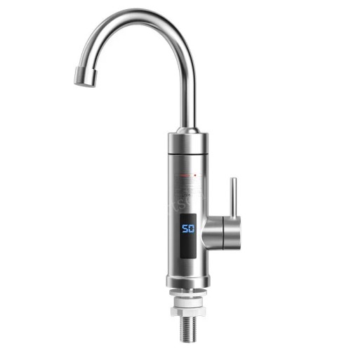 Instant 220V Electric Faucet with 360 Degree Rotating Stainless Steel Pipe Eco-friendly Kitchen Hot Water Heater with 3000W Power 1.5m Power Cord for Fast and Safe Water Heating