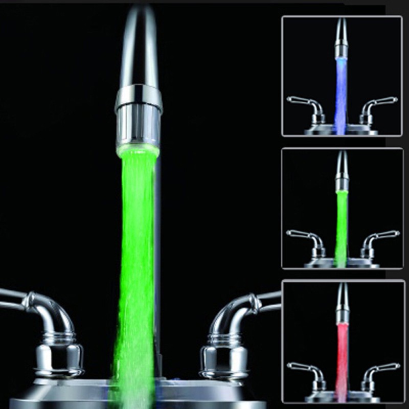 LED Light Temperature Sensor Sink Basin Faucet Hydropower Home Decoration