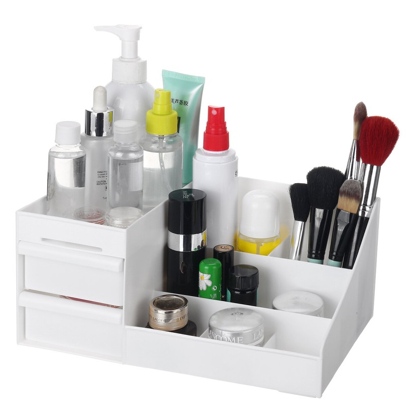 Plastic Cosmetic Makeup Storage Box Organizer Case Holder Jewelry with Drawer