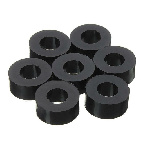 Suleve 200Pcs Flat Nylon Washer Black Round Spacer Washer Standoff Fastener Hardware 7*3*L