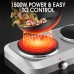 1500W Electric Stoves Stainless Steel Panel Cooktop Double Heating Plate Hot Thermostat Control Cooking Appliances Kitchen Home