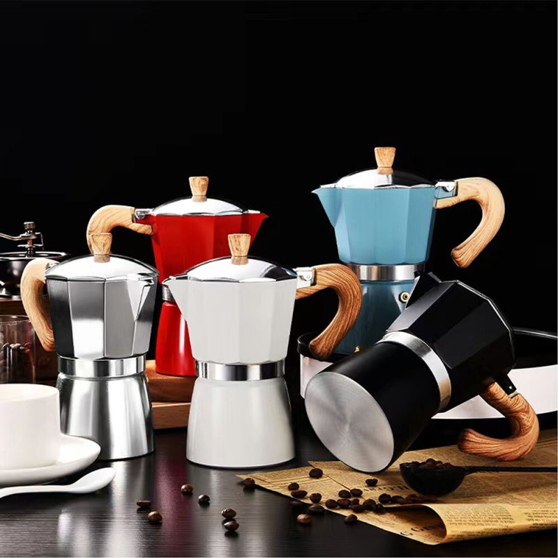 150ml / 300ml Italian Moka Pot Portable Espresso Coffee Stove Industrial Stainless Steel with Composite Bottom Scandinavian Minimalist Design