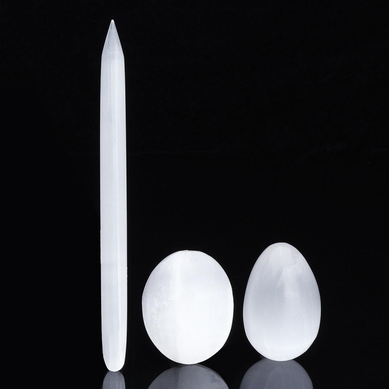 3pcs Set Egg/Palm Stone/Pointed Gua Sha Facial Scraping Massage Wand Crystals Decor Manual Massager