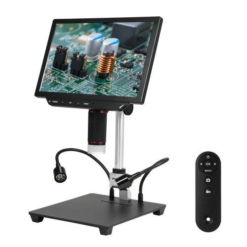 10.1 inch Video Microscope Large Anti-glare IPS Screen Coin Microscope with 13MP Camera 1X-8X 4K HD Video/Photo USB Microscope for Android/iOS for Soldering Coin Collection