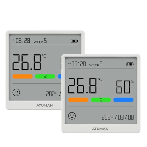 1/2PCS Xiaomi Atuman THSE Temperature and Humidity Meter with Ultra-Sensitive Sensors Type-C Rechargeable Wide Range Monitoring Clear LCD Display and Power Failure Memory