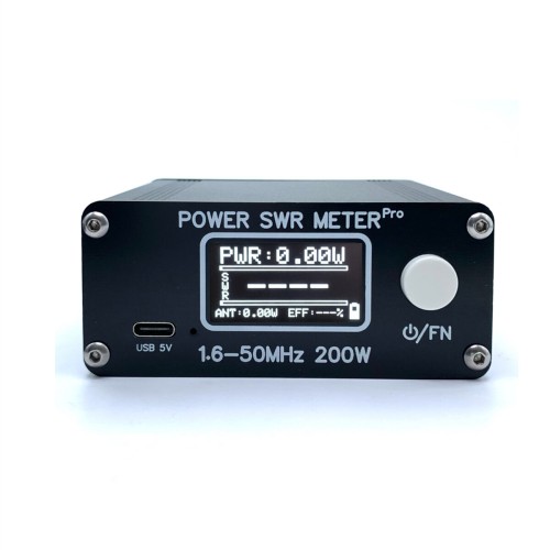 1.6-50MHz 0.5W-200W HF Shortwave Power SWR Meter with Large 1.29 Inch OLED Long Battery Life Advanced Algorithms Five Display Interfaces Intuitive Power Status