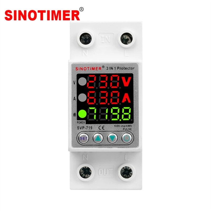 220V 40A/63A Adjustable Voltage Relay with Over Under Voltage Protection Over Current Limit Precision Wattmeter Energy Meter with Automatic Recovery Ideal for Power Consumption Monitoring