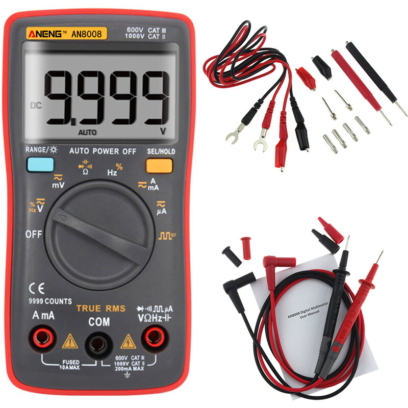 ANENG AN8008 True RMS Wave Output Digital Multimeter AC DC Current Volt Resistance Frequency Capacitance Test