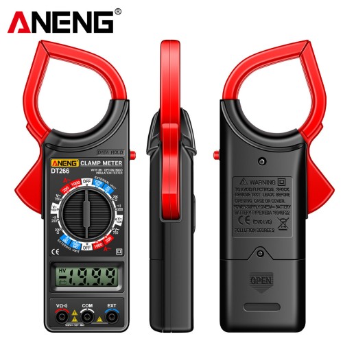 ANENG DT266 Digital Clamp Meter, High-precision 1000A AC Current Voltage and Resistance Measurement Tool with Non-contact Large Jaw Design and LCD Display