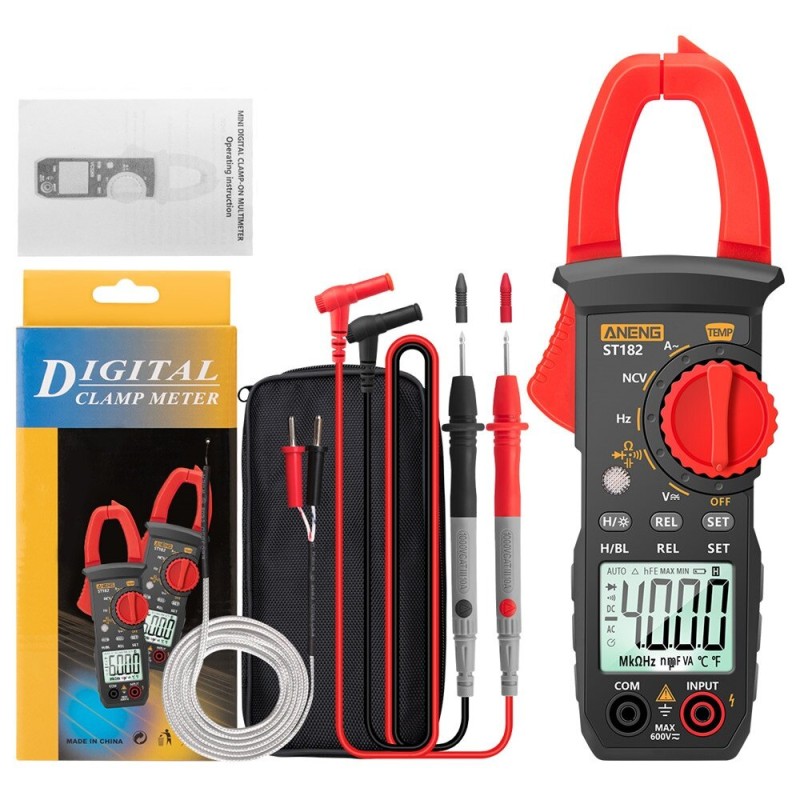 ANENG ST182 Digital Clamp Meter DC/AC Voltage Tester Clamp Multimeter Hz Capacitance NCV Ohm Test