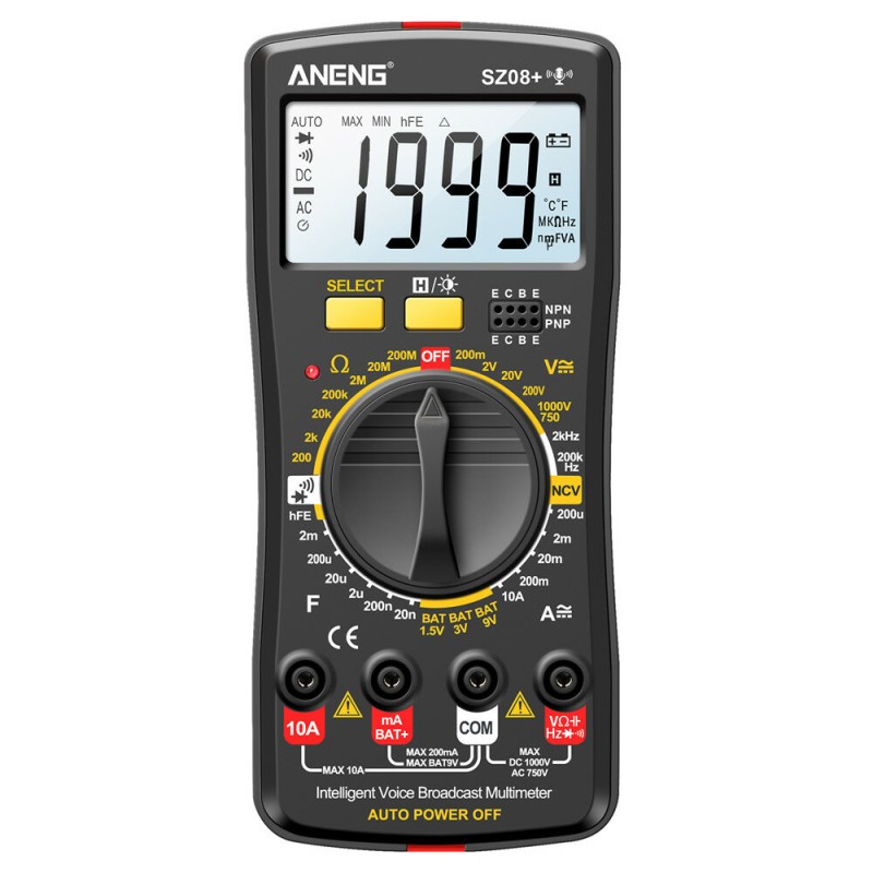 ANENG SZ08+ Digital Multimeter  Storage Professional Multimetro Auto Voltmeter AC DC 220V Resistance Handhold Testers