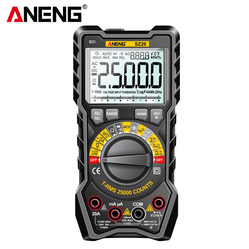 ANENG SZ20 High Accuracy Multimeter with Screen Backlight NCV Induction Dual Fireproof Fuse AC DC Voltage Detection up to 25000 Range Ideal for Electricians Technicians DIY