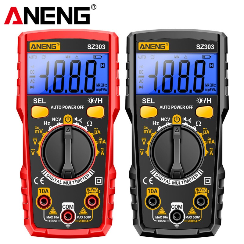 ANENG SZ303 Multifunctional Measure Meter with Accurate AC/DC Voltage Current Resistance Hz Reading Convenient Auto Power Off Compact Portable Backlit Display Top Electrical Testing Tool