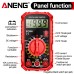 ANENG SZ308 Digital Multimeter Handheld AC/DC Voltage Current Resistance Ammeter with Diode Wave Output HFE Transistor Measurement and Low Battery Indication