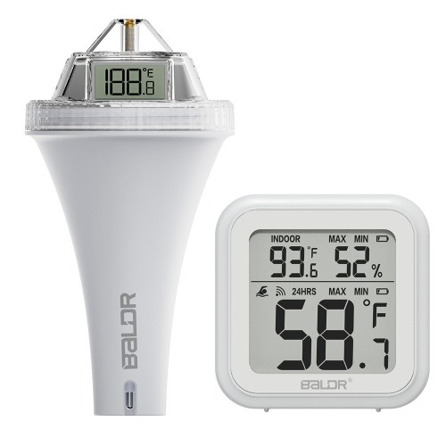 BALDR Digital Swimming Pool Thermometer -9.9-50℃ Range Accurate 360 Degree View Connects to HOMGAR App  Indoor Humidity Temperature Measurement