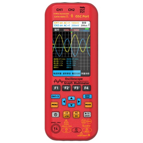 BSIDE O9 2*50MHZ Dual Channel Oscilloscope Multimeter High Precision Wide Range Resistive Anti-Burn with Powerful Battery and True Value Perfect Choice for Accurate Signal tester and Measurement Tasks