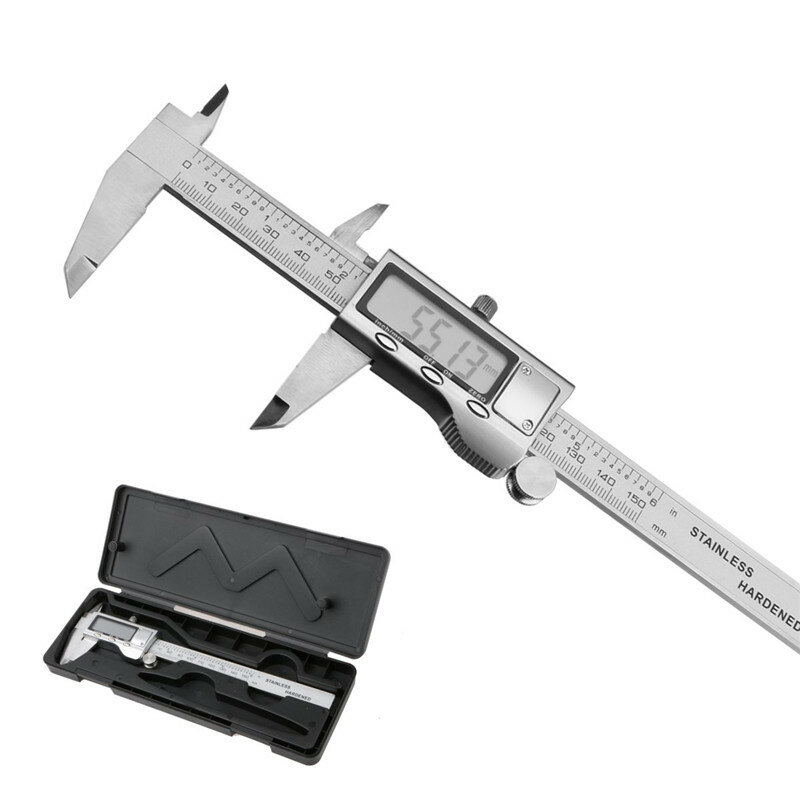 DANIU 150mm 6 inch LCD Digital Stainless Caliper Guage Metric Conversion & Zero Buttons