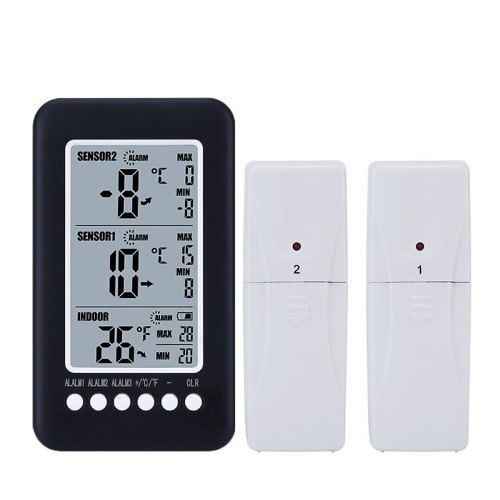 Digital Indoor Outdoor Thermometer Dual Sensor LCD Display with Trend Indicators Max Min Temperature Alerts 433 Mhz 10-second Update Rate Wall Mount or Table