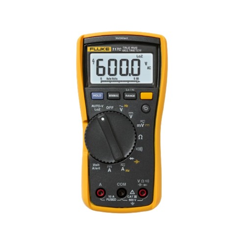 Fluke 117C Digital Multimeter, Non-Contact AC Voltage Detection, Measures Resistance/Continuity/Frequency/Capacitance/Min Max Average, Automatic AC/DC Voltage Selection, Low Impedance Mode