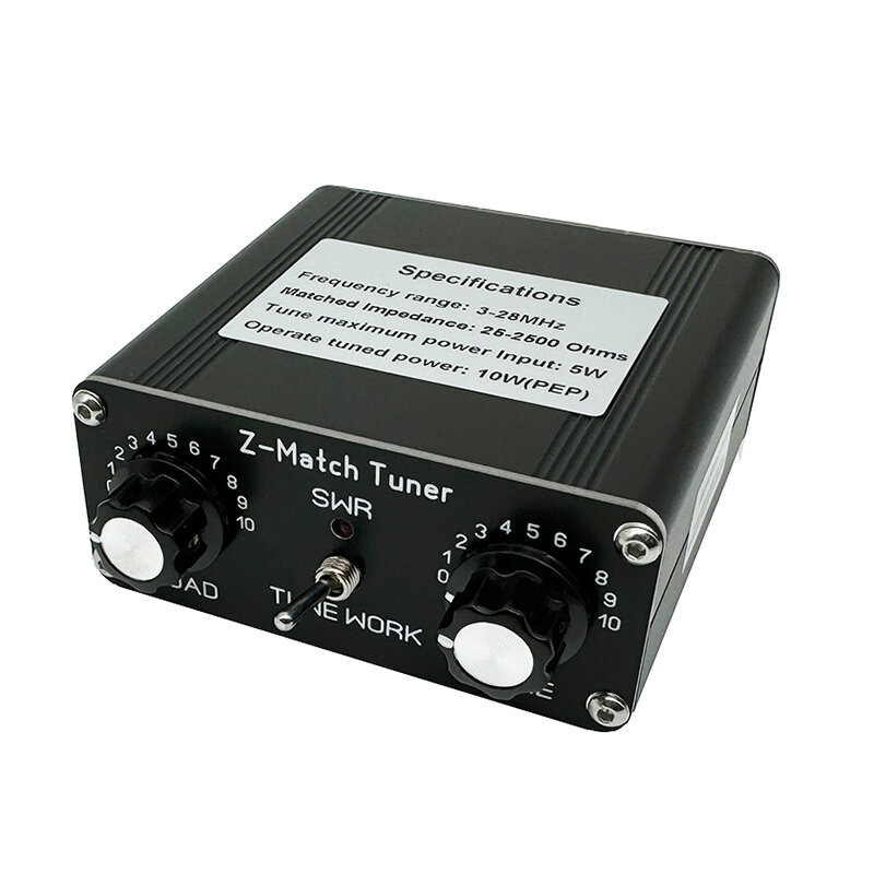 High-Efficiency QRP Z-Match Manual Antenna Tuner 3-28 MHz Frequency Range with Wide Matching Impedance Range and Compact Size